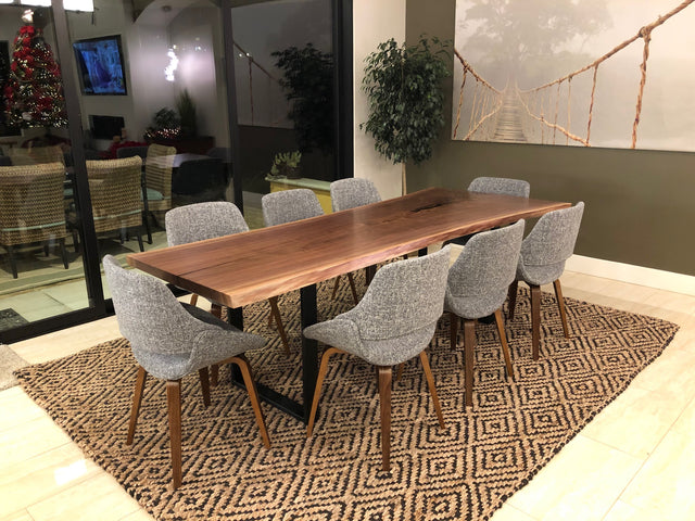 Single Slab Dining Table with Black Walnut Live Edge