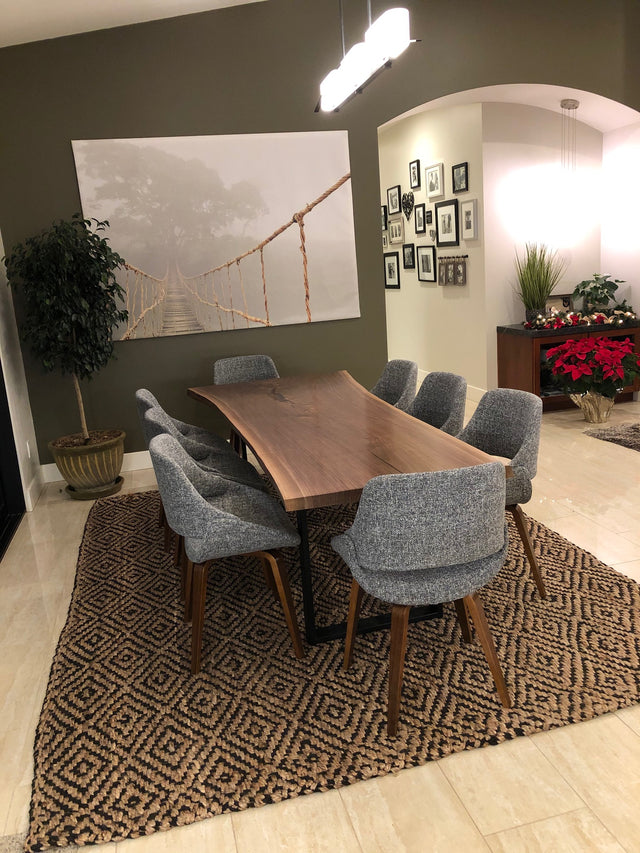 Single Slab Dining Table with Black Walnut Live Edge