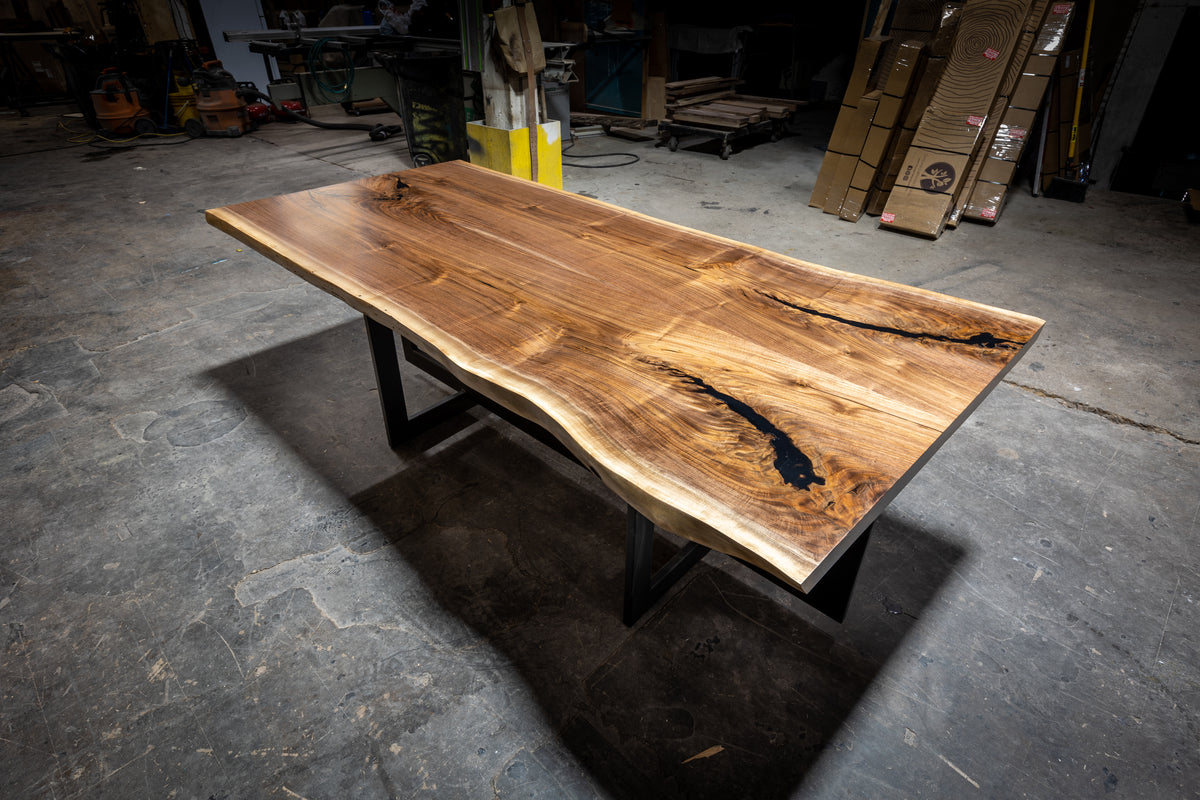 Black Walnut Book Matched Live Edge Dining Table - Chicago Makers Studio