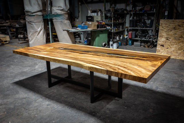 Single Slab Golden Acacia Exotic Live Edge Dining Table