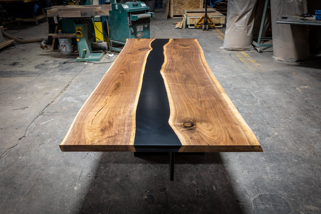 Black Epoxy Table Live Edge Funiture in Chicago 