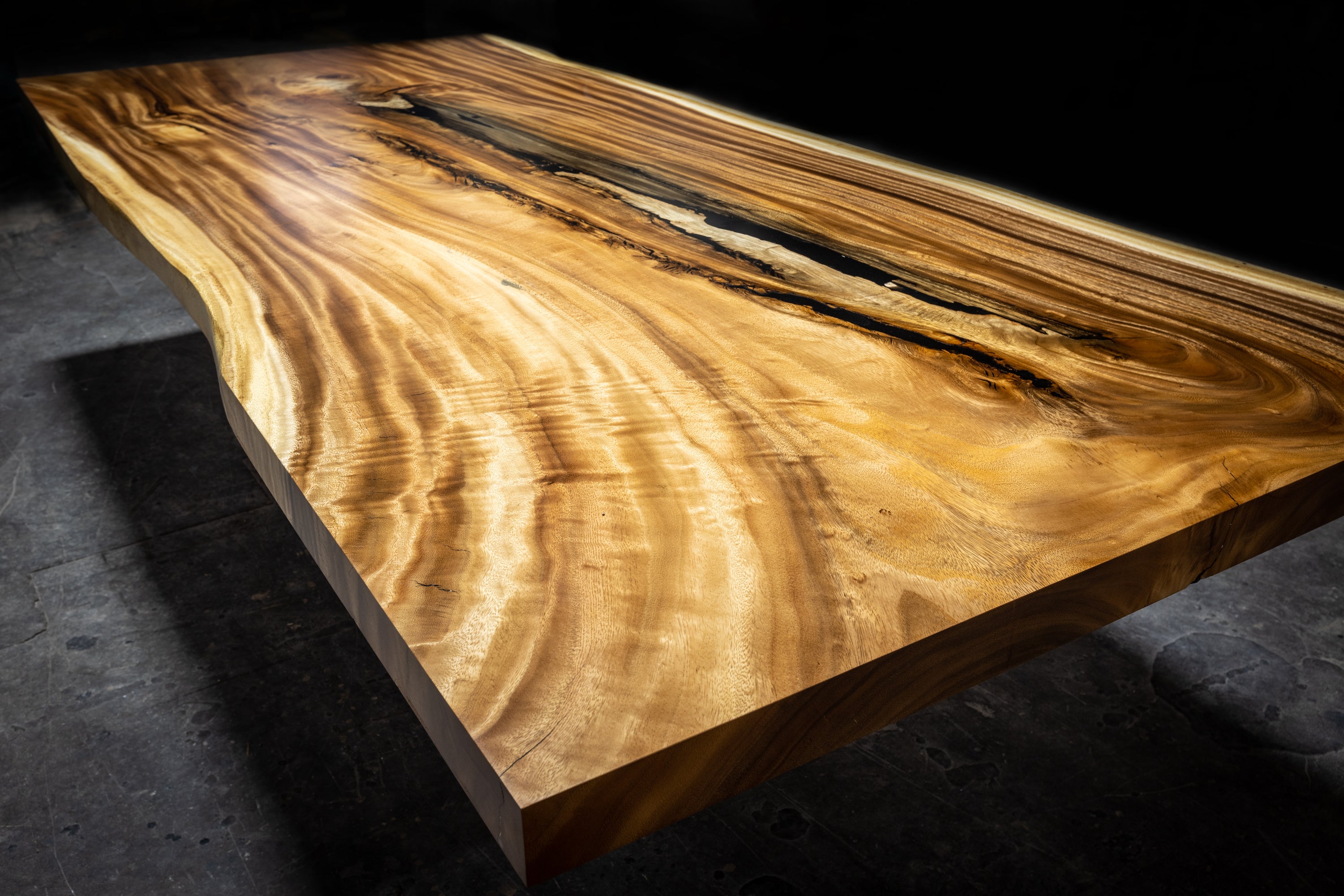 Single Slab Golden Acacia Exotic Live Edge Dining Table