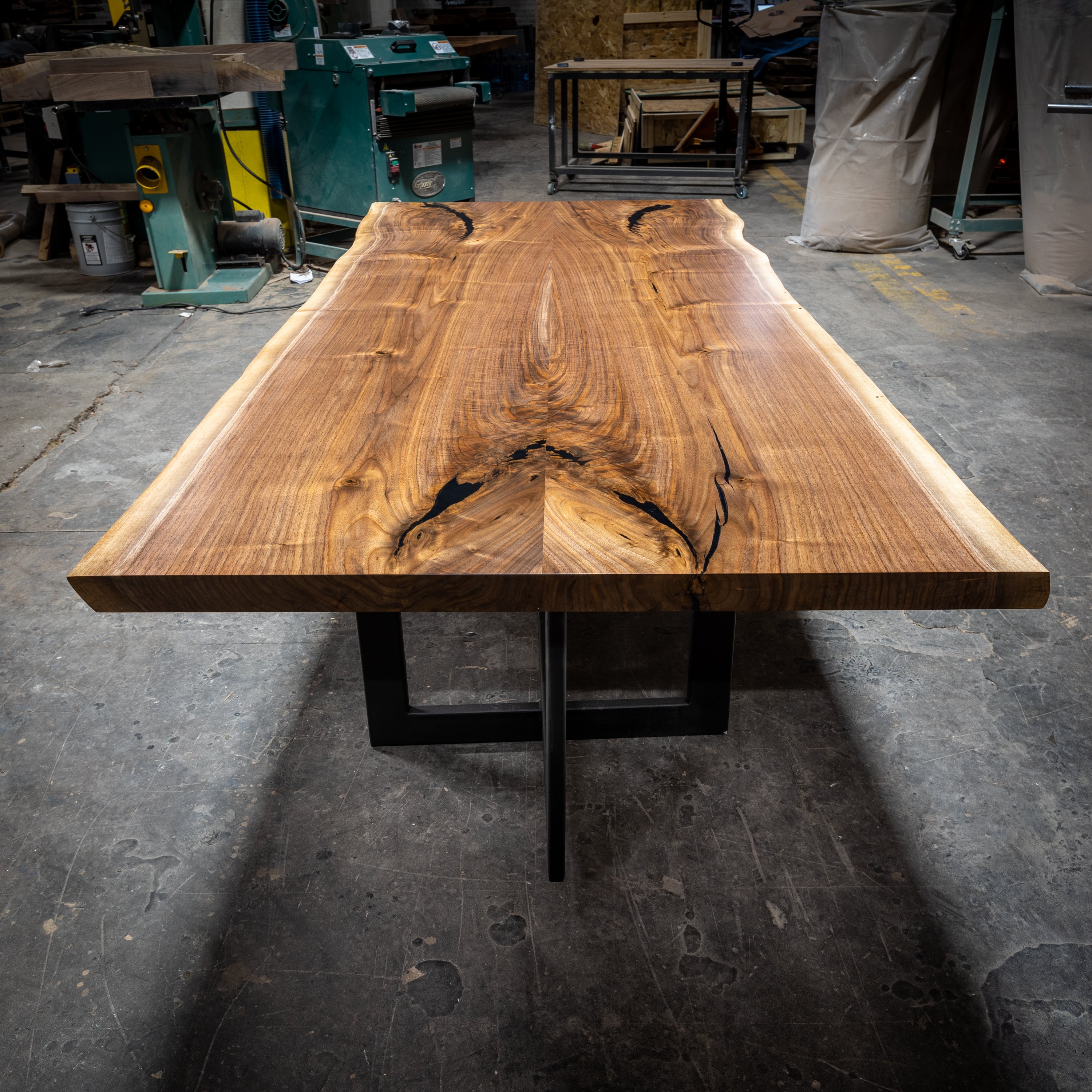 Walnut and discount black dining table