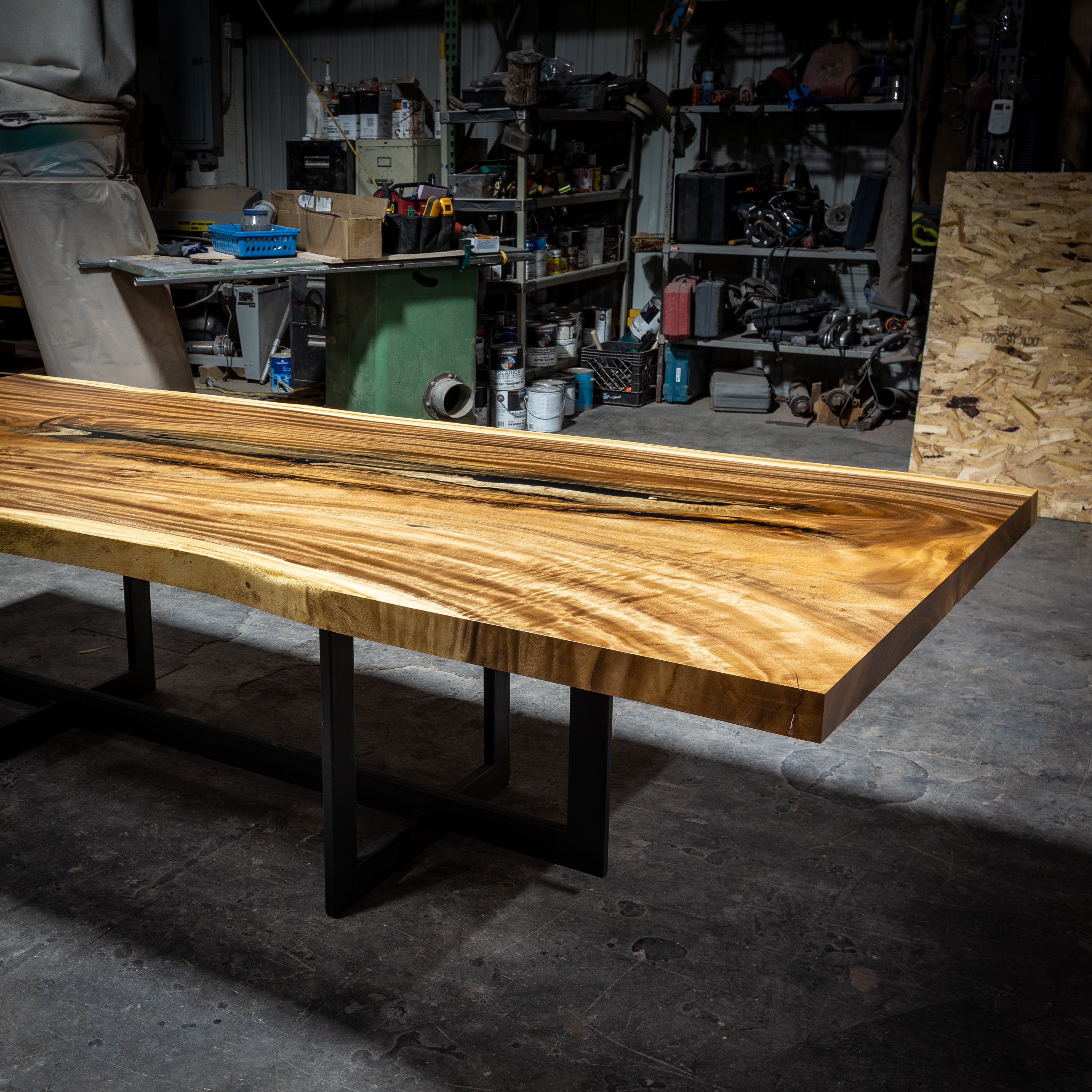 Single Slab Golden Acacia Exotic Live Edge Dining Table