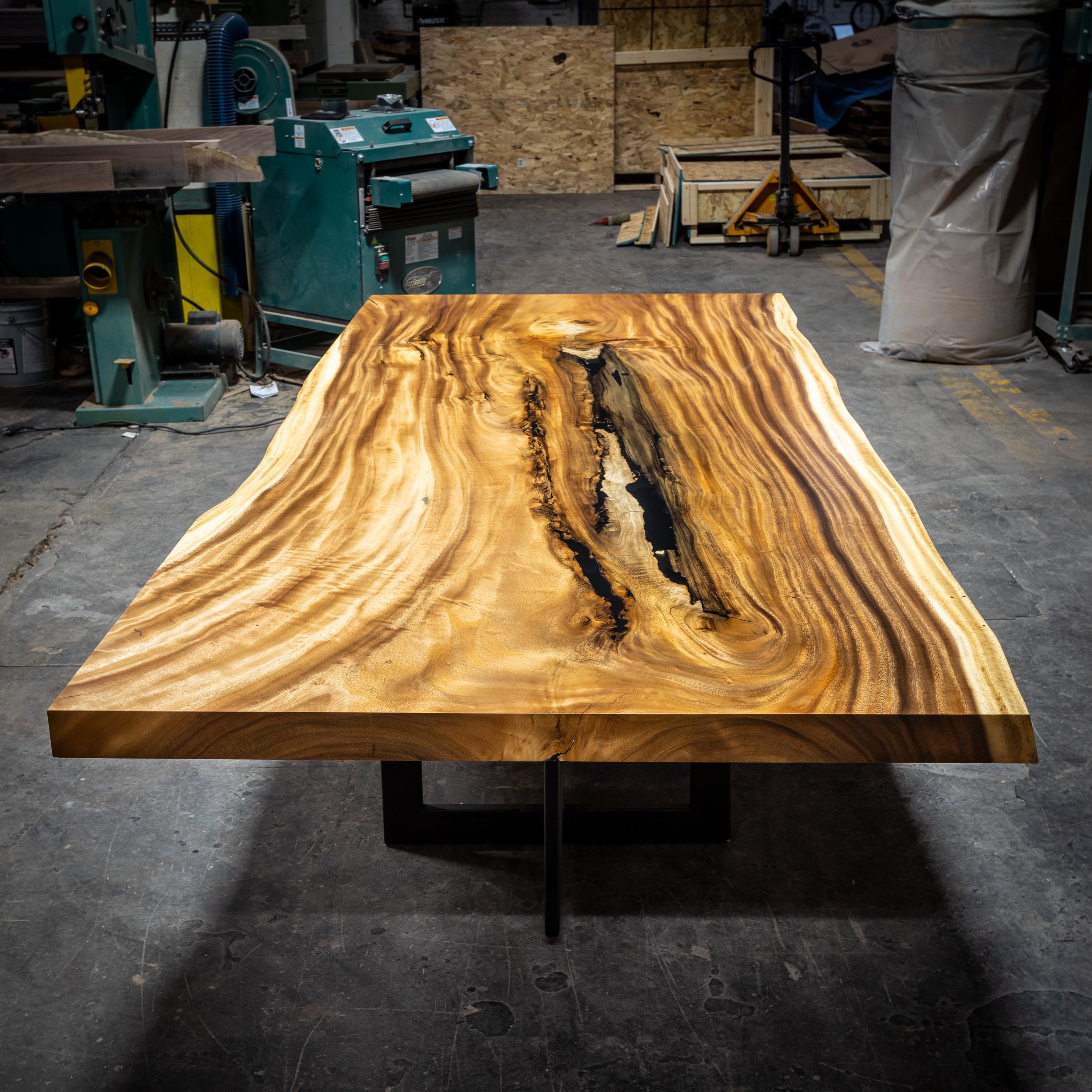 Single Slab Golden Acacia Exotic Live Edge Dining Table