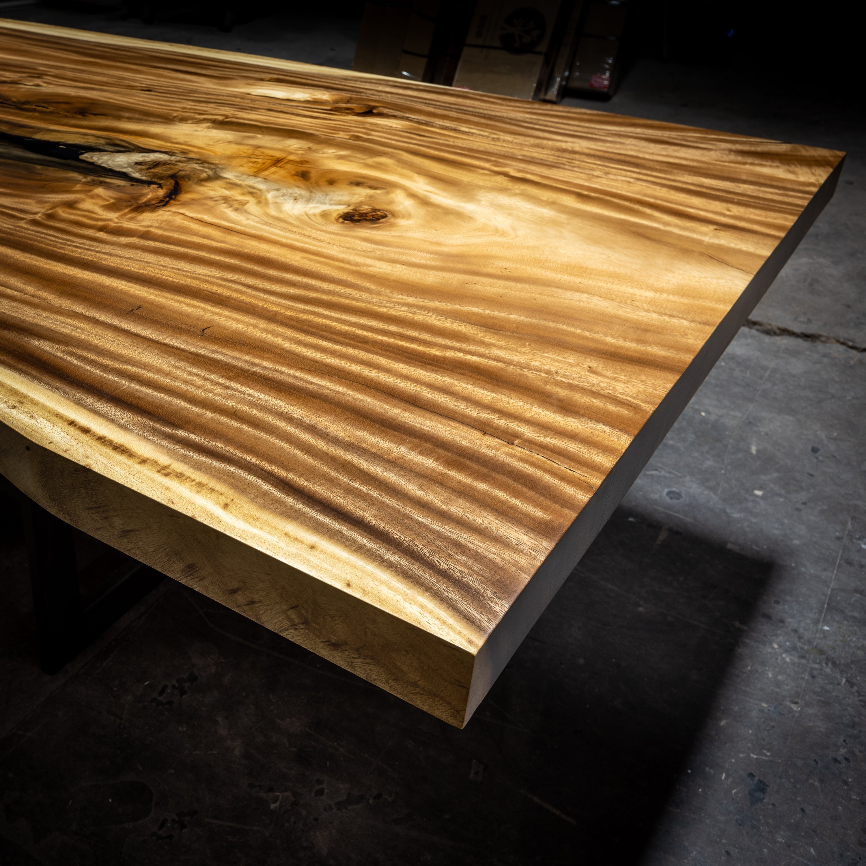 Single Slab Golden Acacia Exotic Live Edge Dining Table