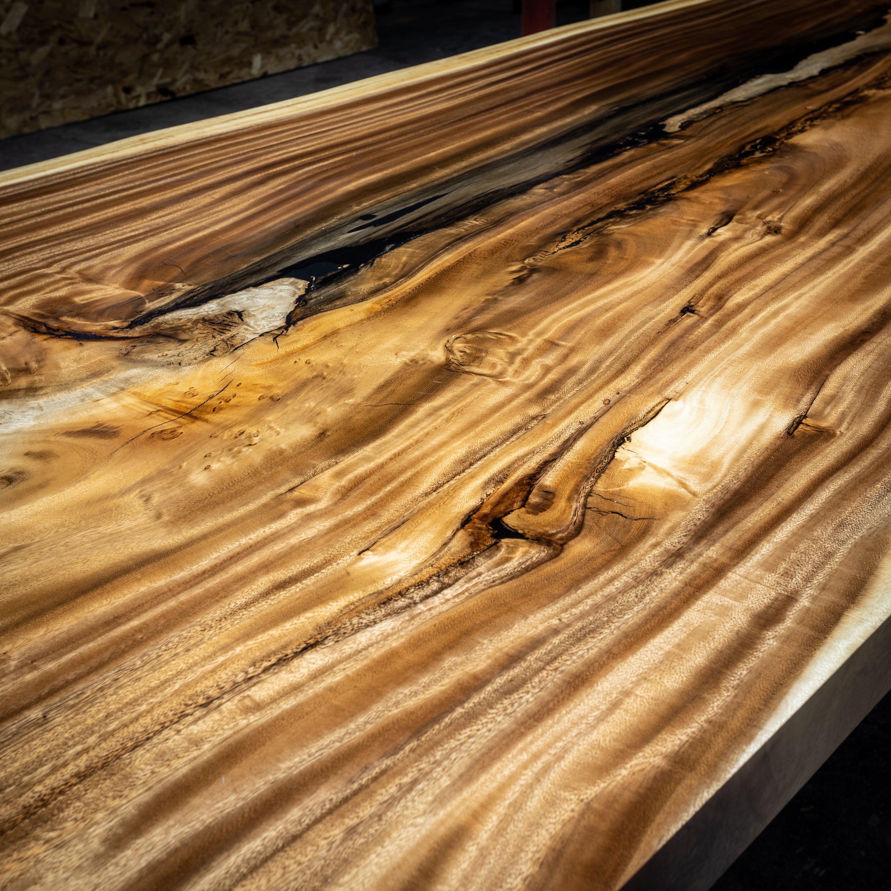 Single Slab Golden Acacia Exotic Live Edge Dining Table