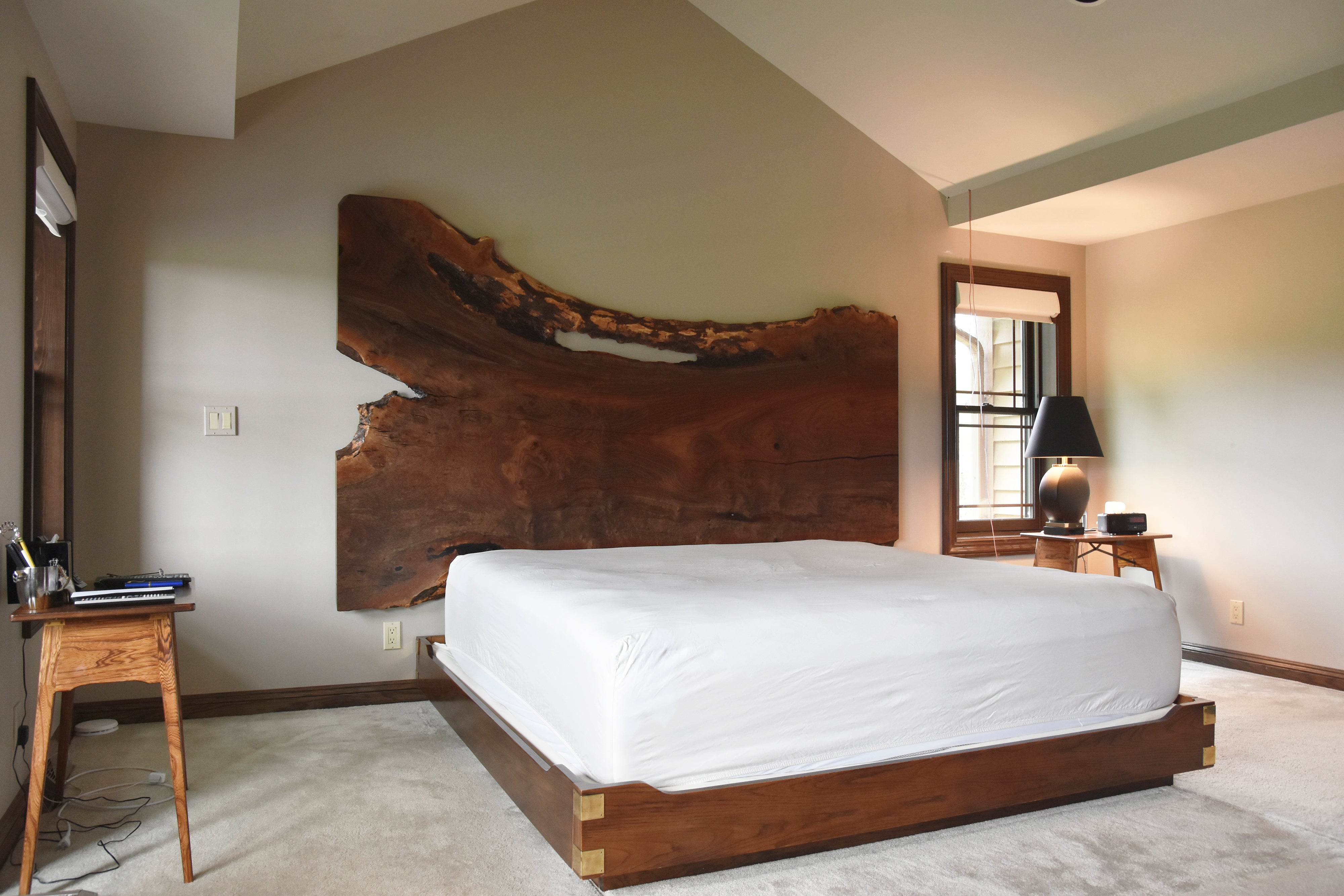 Bedside Tables in Walnut with Live Edge Headboard 7