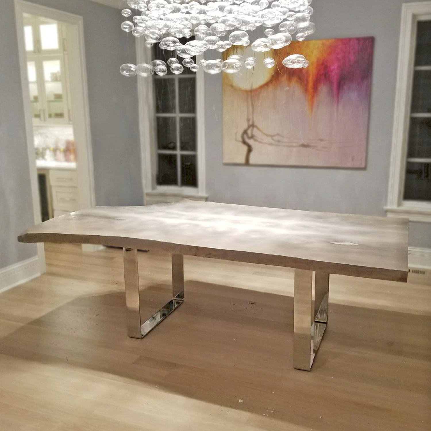 Ash With Aluminum Filled Single Slab Live Edge Dining 3