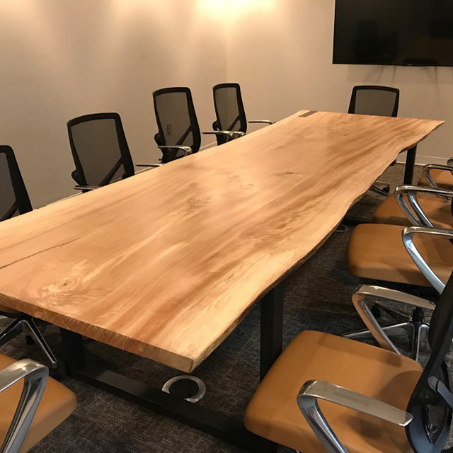 Single Slab Cottonwood Live Edge Table for Conference or Dining Room