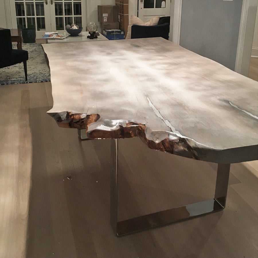 Ash With Aluminum Filled Single Slab Live Edge Dining 1