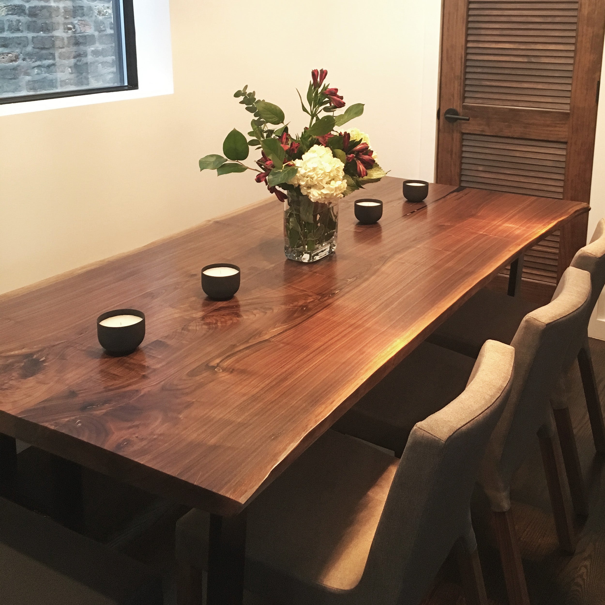 Live Edge Dining Table Book-Matched Black Walnut