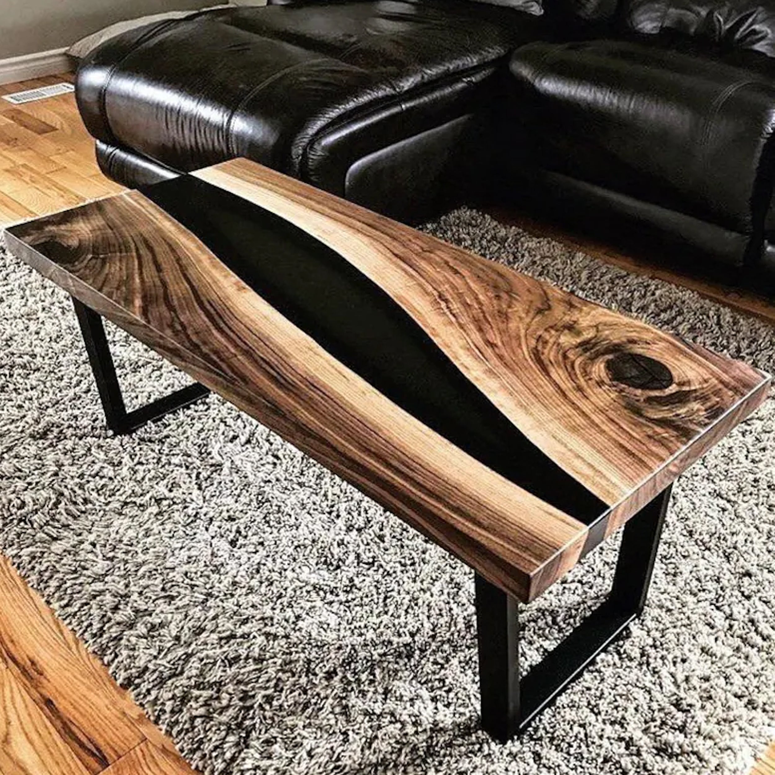 24x48 Black Epoxy Resin River wood countertop. Natural Epoxy Wood Dining  Table