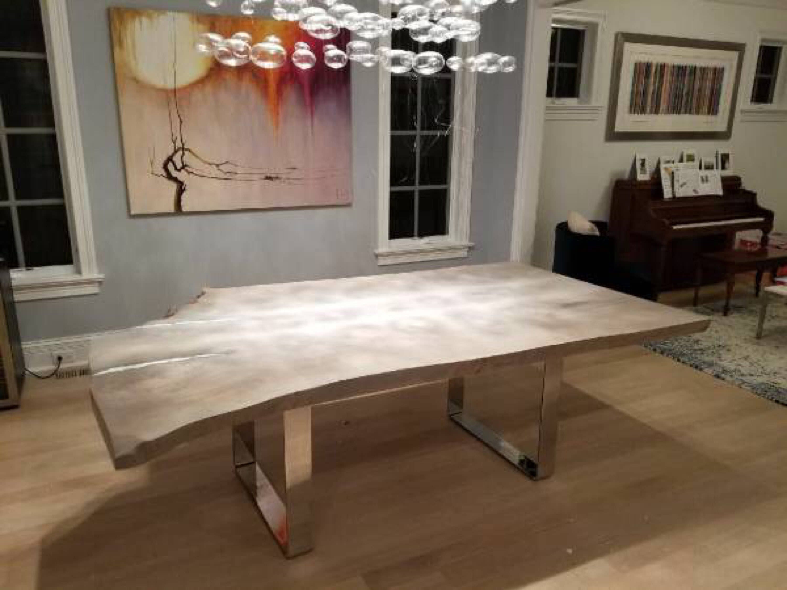 Product image 5: Ash With Aluminum Filled Single Slab Live Edge Dining 4