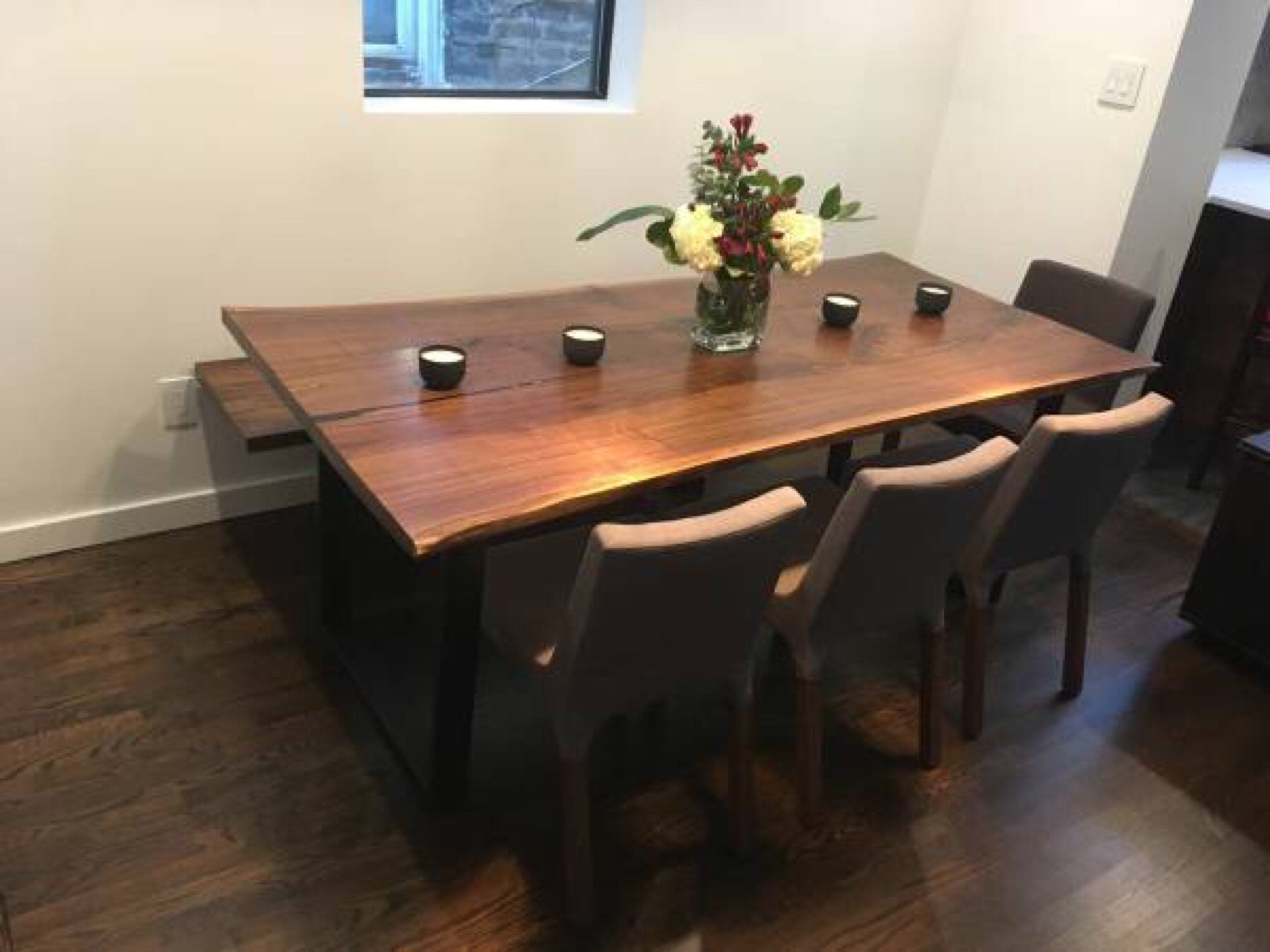 Live Edge Dining Table Book-Matched Black Walnut