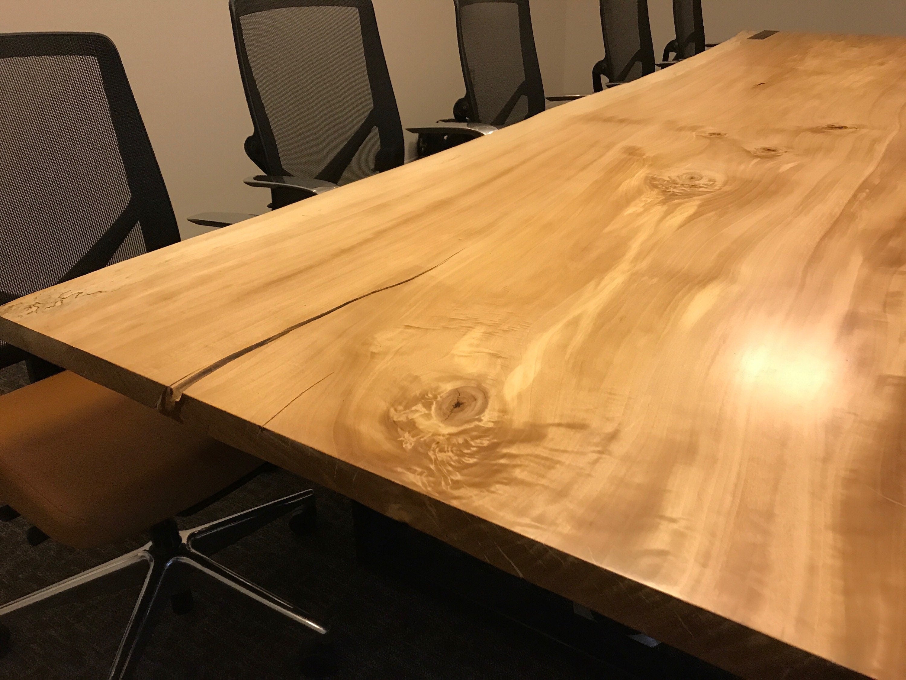 Single Slab Cottonwood Live Edge Table for Conference or Dining Room