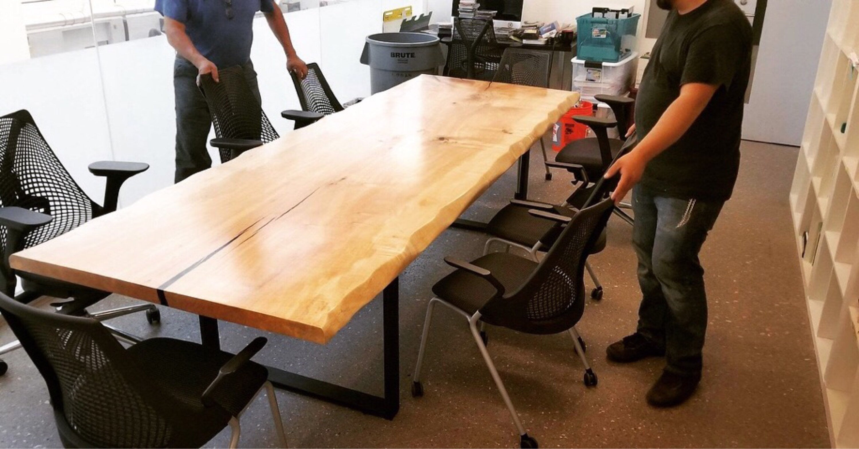 Solid Maple Live Edge Conference Table