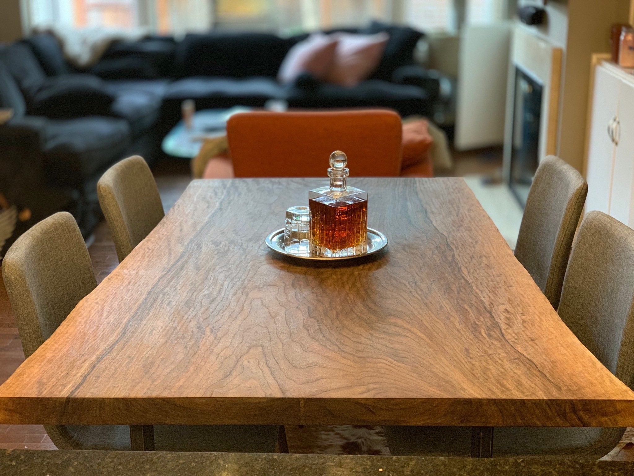 Single Slab Live Edge American Walnut Dining Table