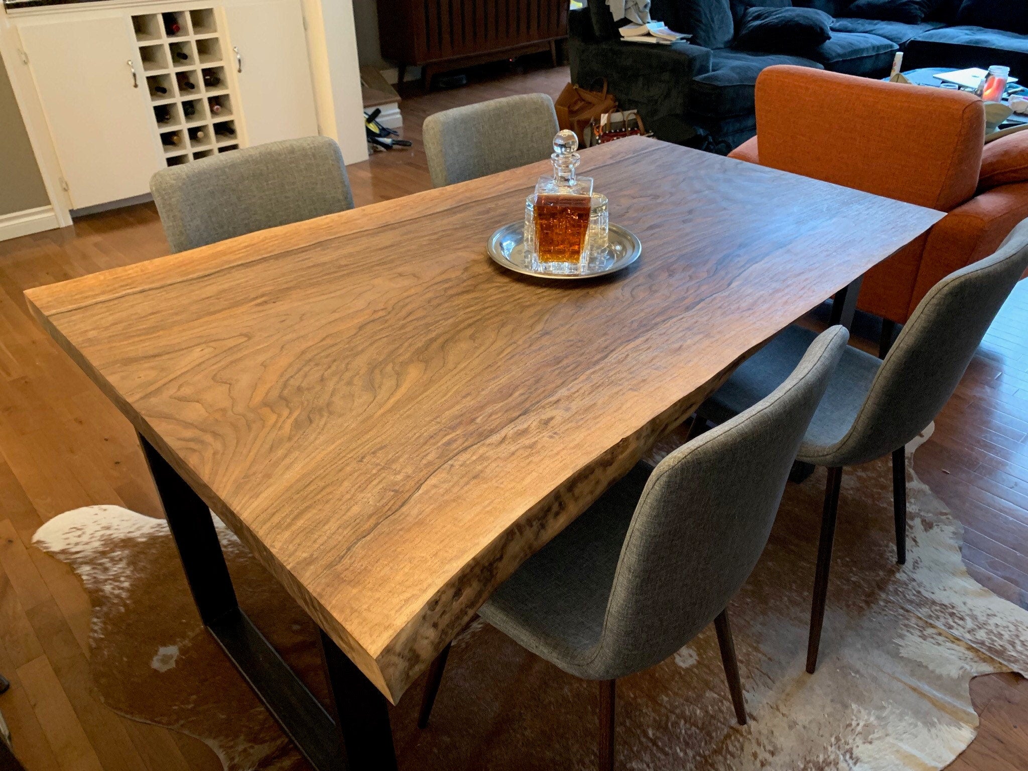 Single Slab Live Edge American Walnut Dining Table