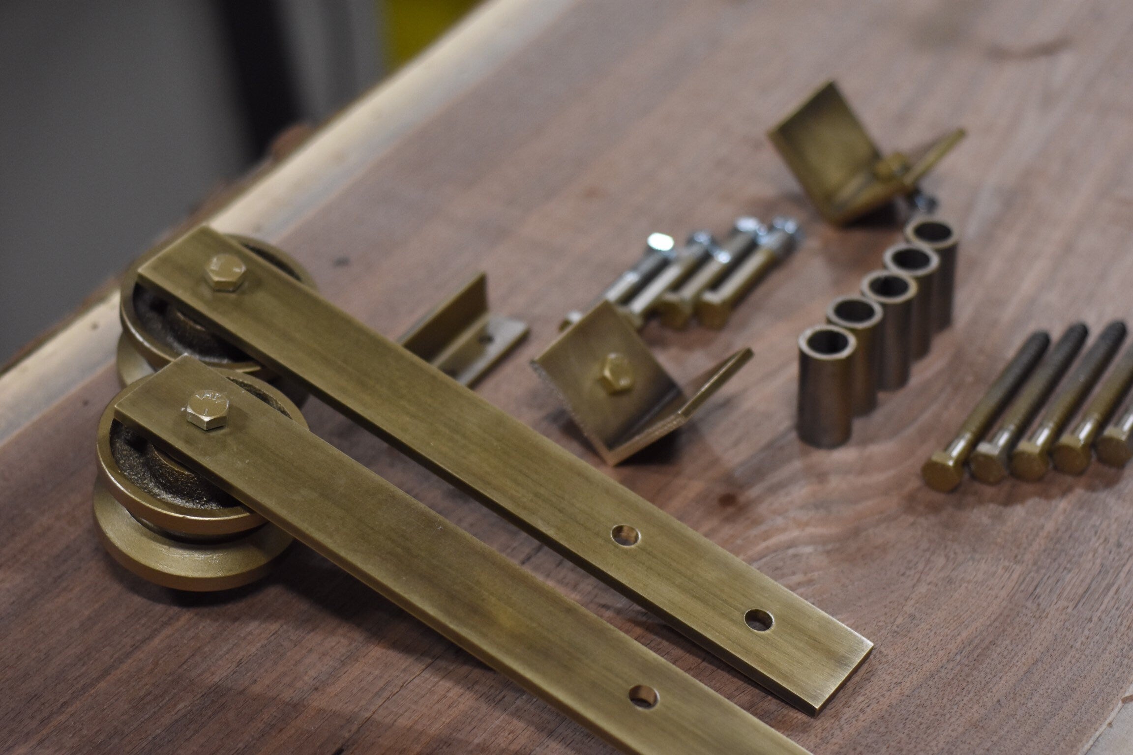 Sliding Barn Door Antique Brass Hardware Set