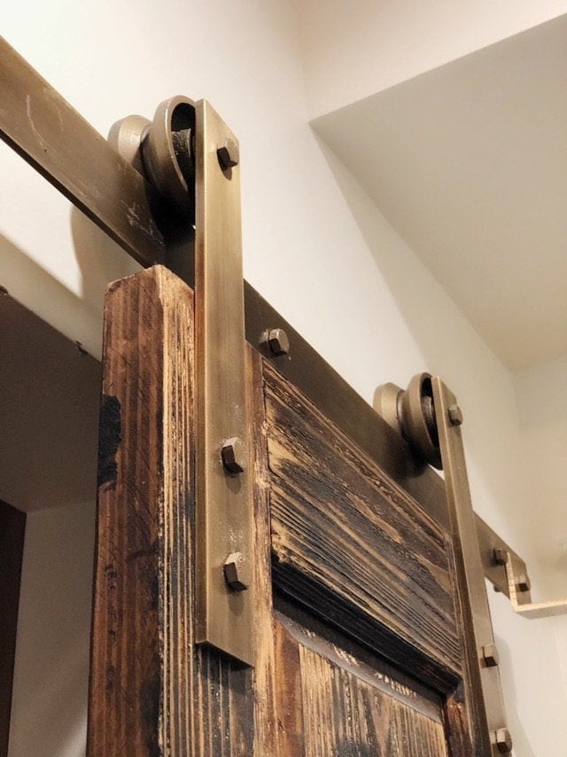 Sliding Barn Door Antique Brass Hardware Set