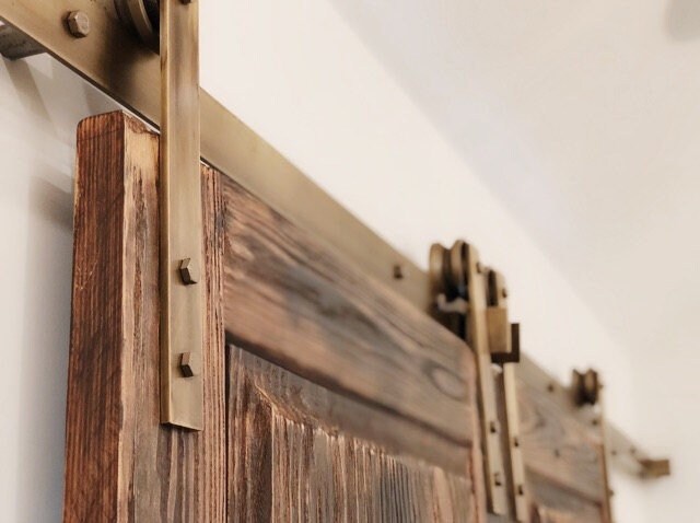 Sliding Barn Door Antique Brass Hardware Set