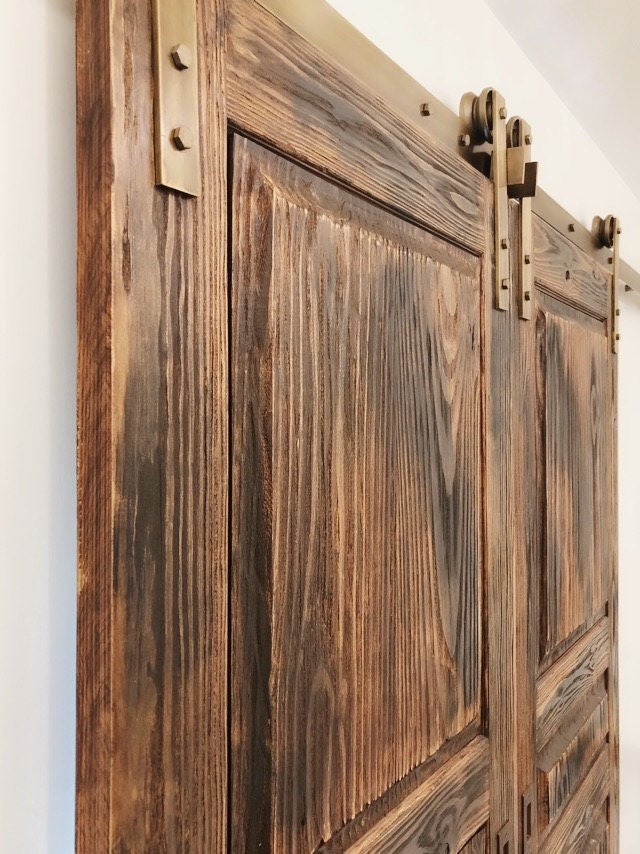 Sliding Barn Door Antique Brass Hardware Set