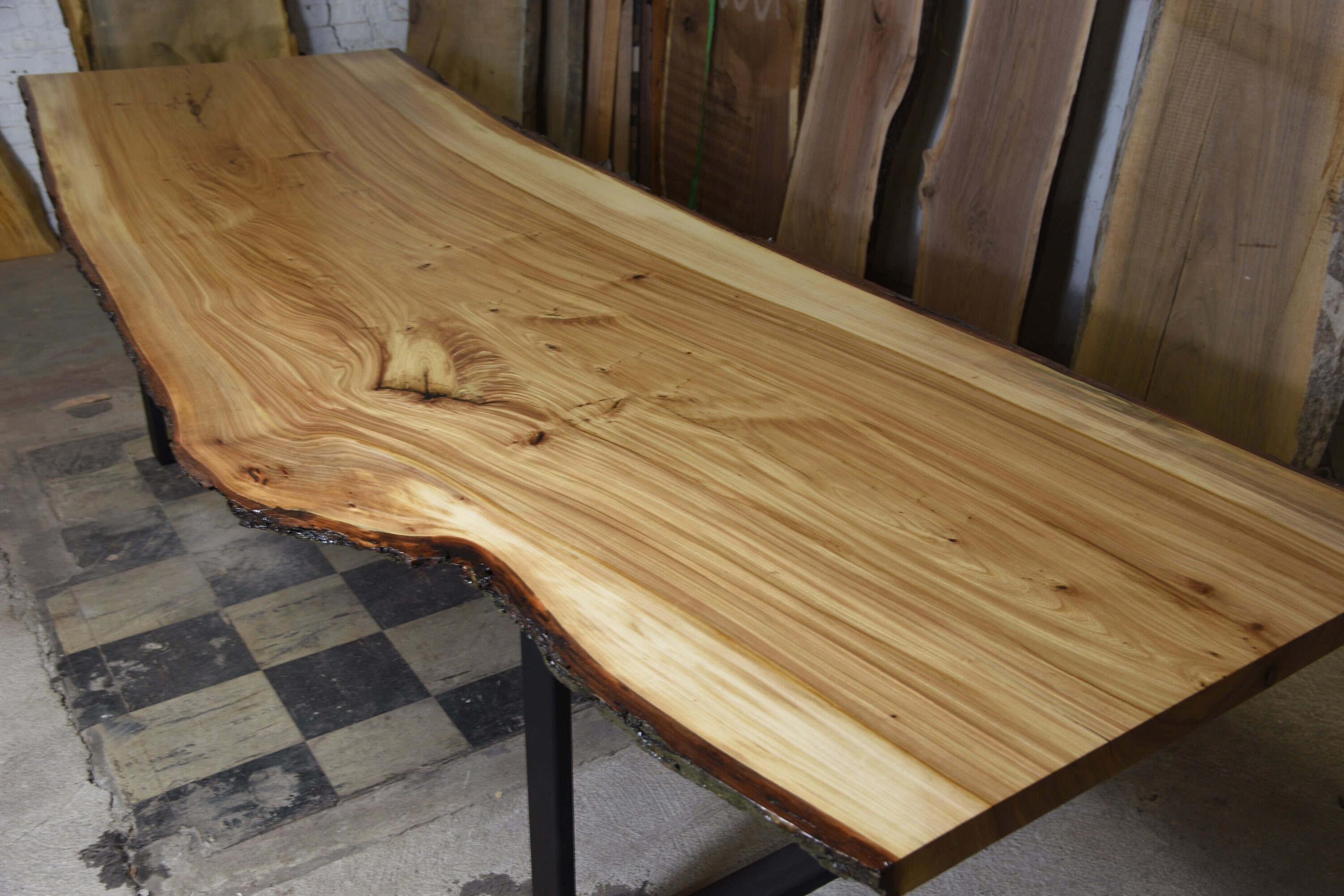 Live Edge Dining Table Elm Single Slab