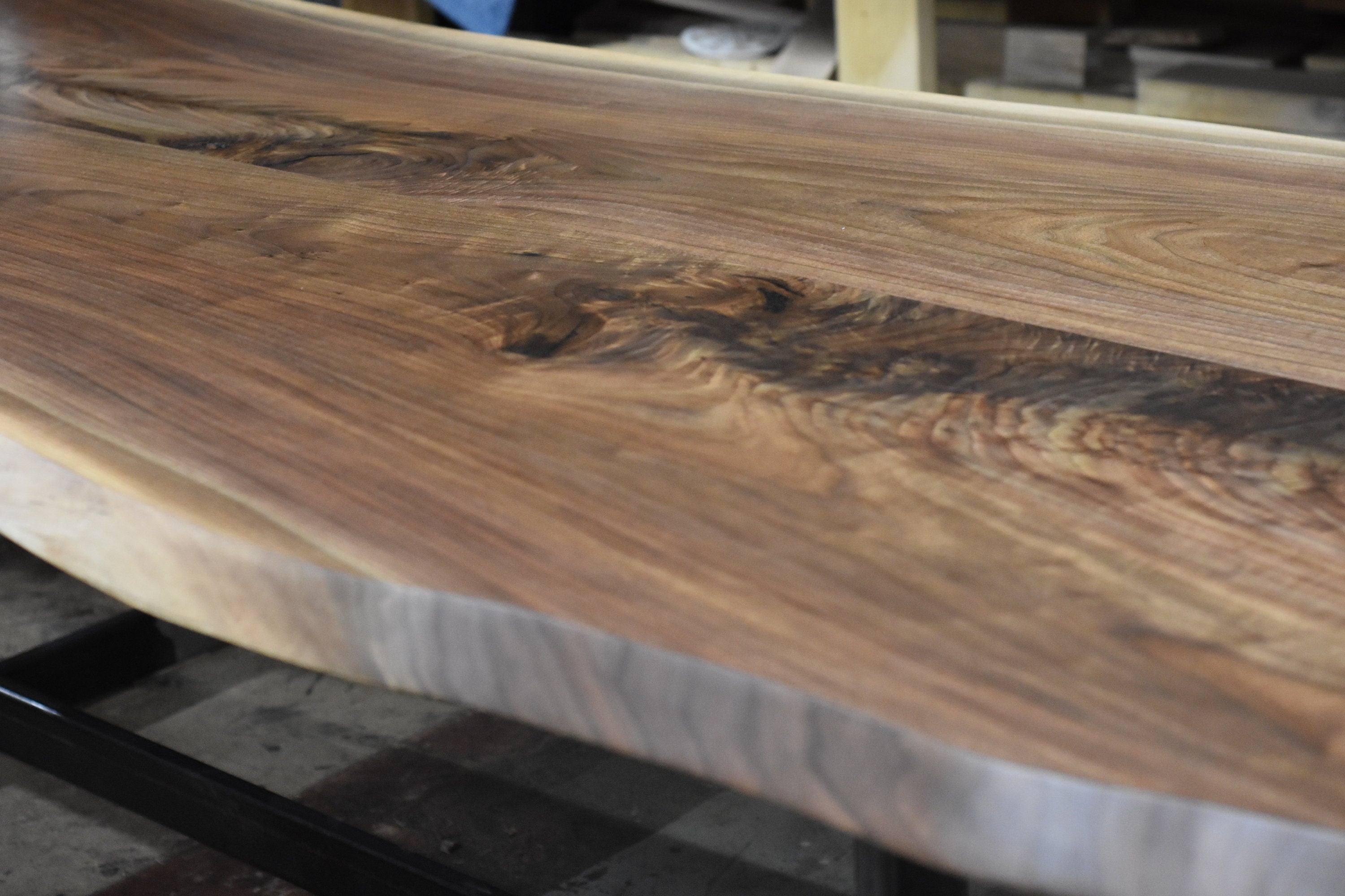 Black Walnut Book-Matched Live Edge Dining Table With Custom Base 5