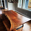 Live Edge Single Slab Dining Table with Claro Walnut Bench Chicago Makers Studio 