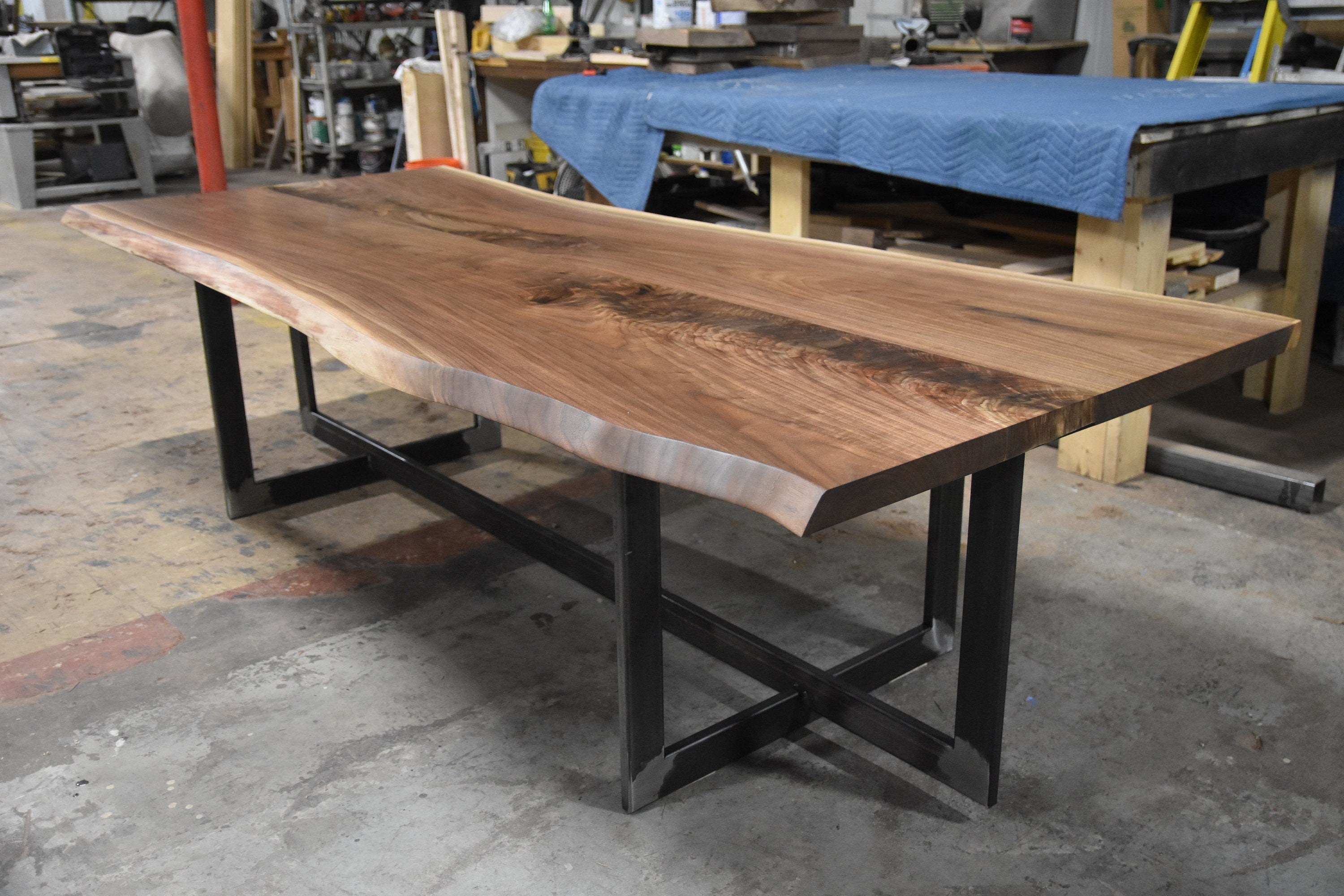 Black Walnut Book-Matched Live Edge Dining Table With Custom Base 2