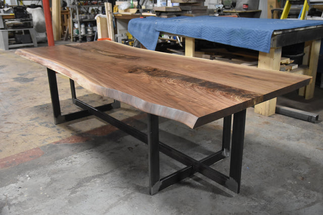 Black Walnut Book-Matched Live Edge Dining Table With Custom Base 2