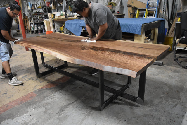 Black Walnut Book-Matched Live Edge Dining Table With Custom Base 6