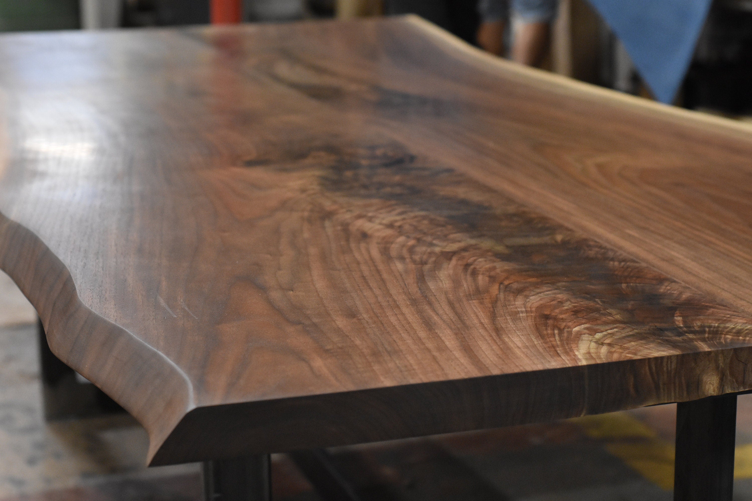 Black Walnut Book-Matched Live Edge Dining Table With Custom Base 4