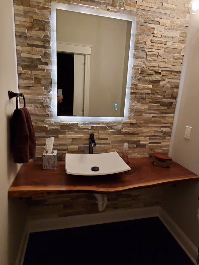 Bathroom Vanity with Live Edge Top Shelf Chicago Makers Studio