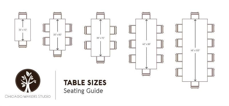 Dining Table Size Chart Chicago Makers Studio 