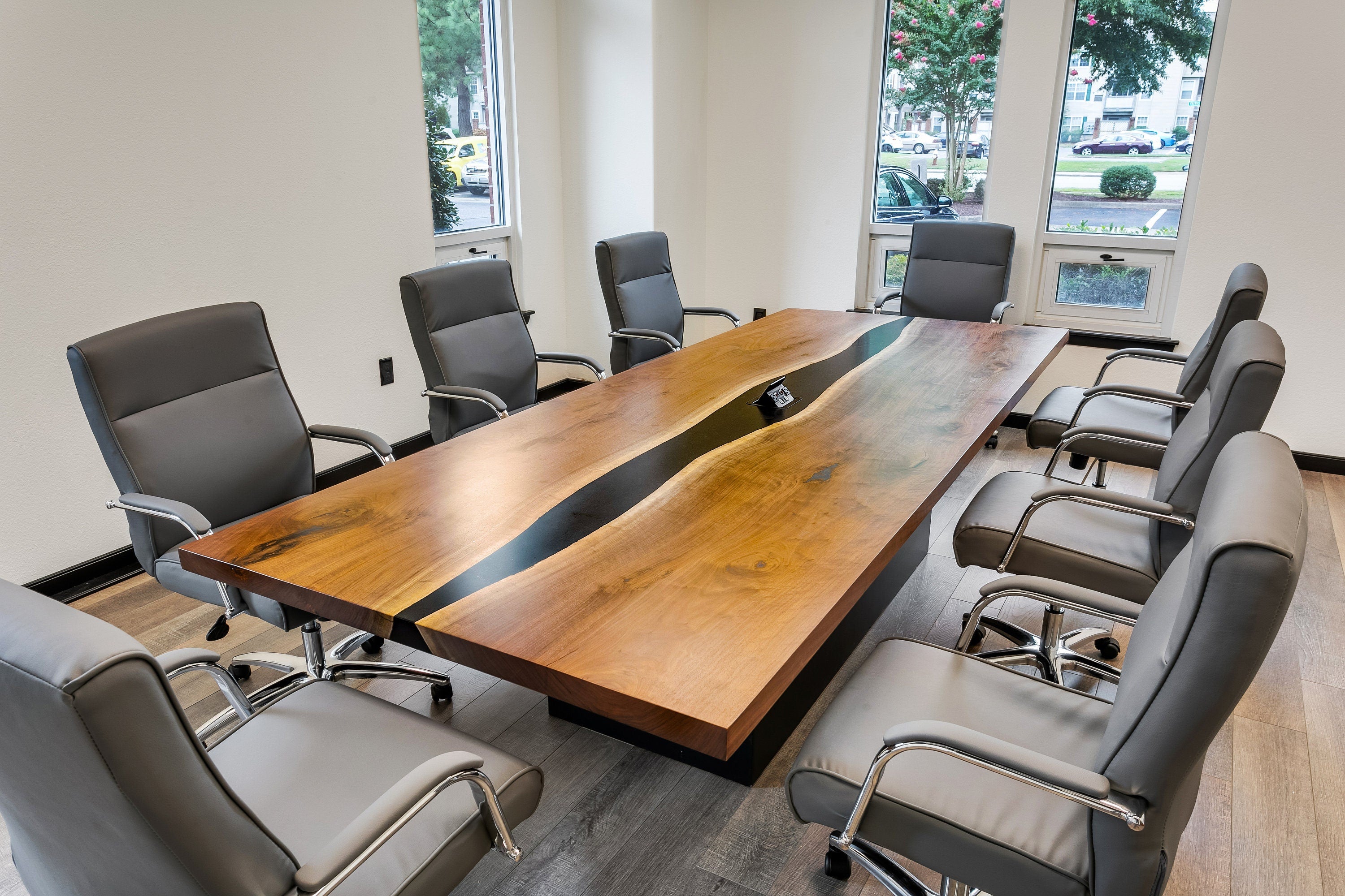 Black Walnut River Epoxy Resin Live Edge Kitchen Dining Table