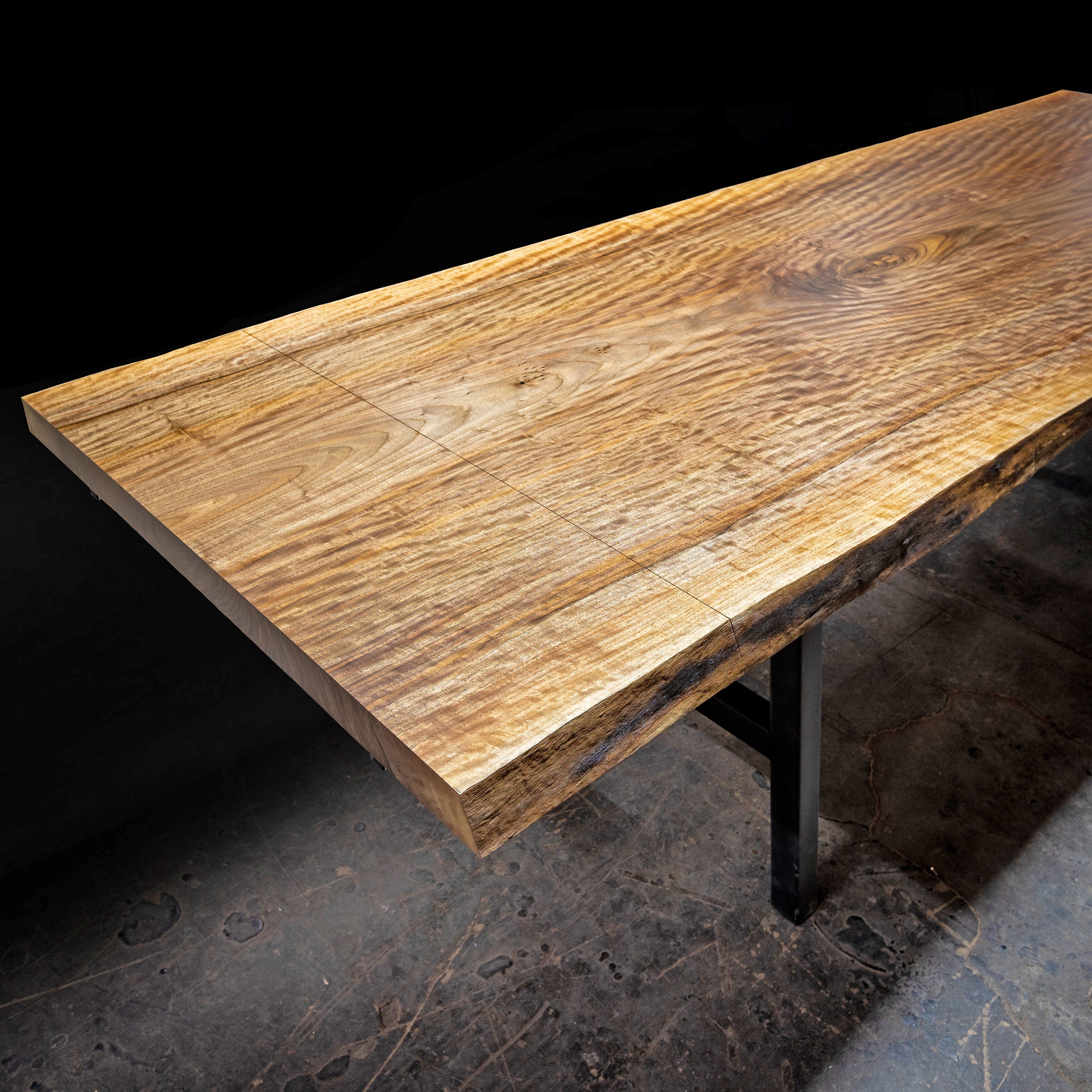 Live Edge Dining Table Walnut with Extendable Leaves