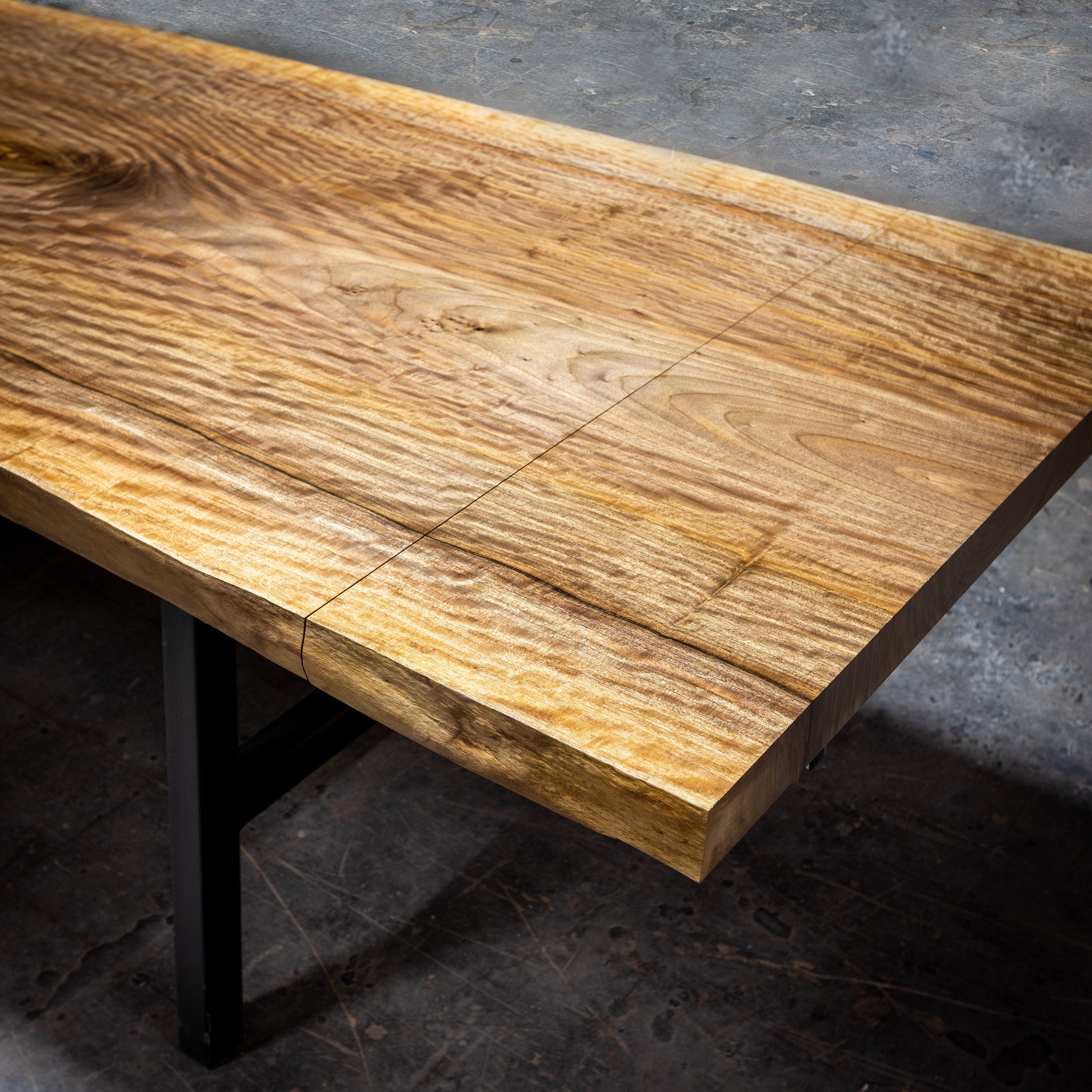 Live Edge Dining Table Walnut with Extendable Leaves