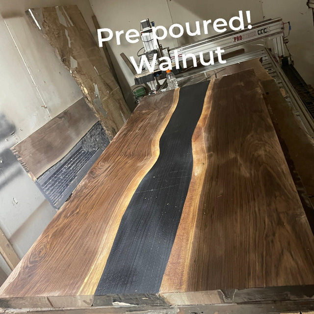 Black Walnut River Epoxy Resin Live Edge Kitchen Dining Table 6